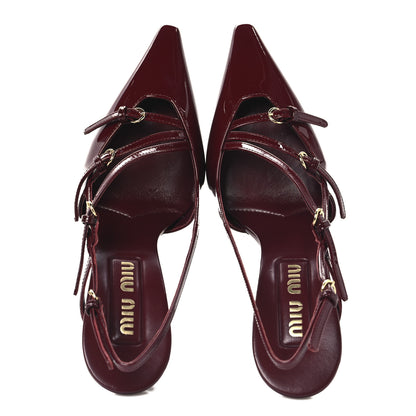 Miu Miu Vernice Buckle Slingback Pumps 37.5 Porpora 2 of 9