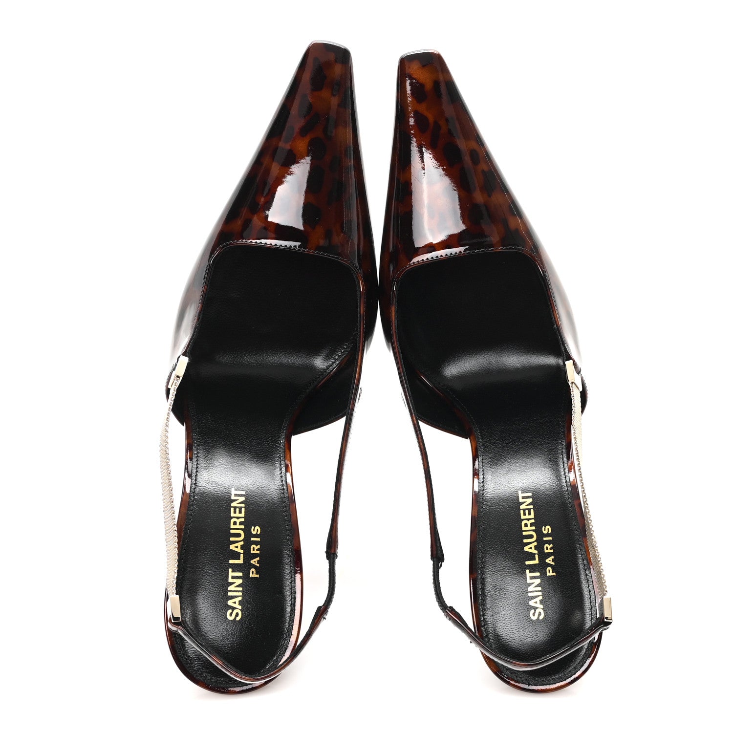 Saint Laurent Vernice Grupy Leopard Print Blake 110 Slingback Pumps 39 Manto Natural Black 2 of 10