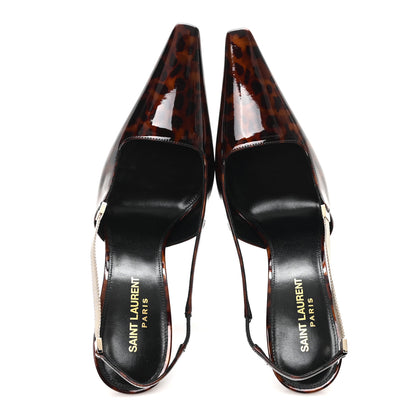 Saint Laurent Vernice Grupy Leopard Print Blake 110 Slingback Pumps 39 Manto Natural Black 2 of 10