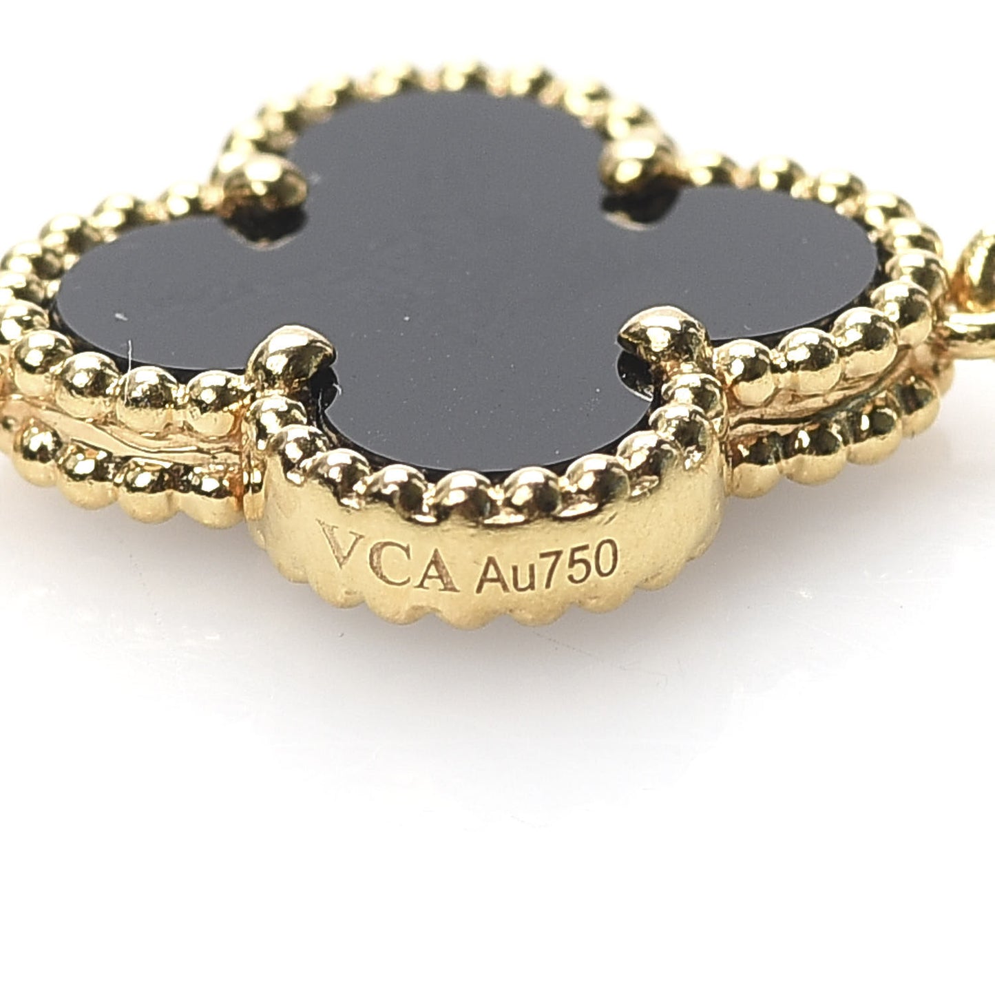 18K Yellow Gold Black Onyx 5 Motifs Vintage Alhambra Bracelet