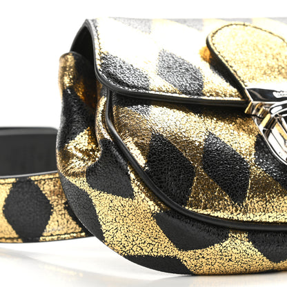 Gucci Metallic Cracked Calfskin Belt Bag Gold Black 9 of 11