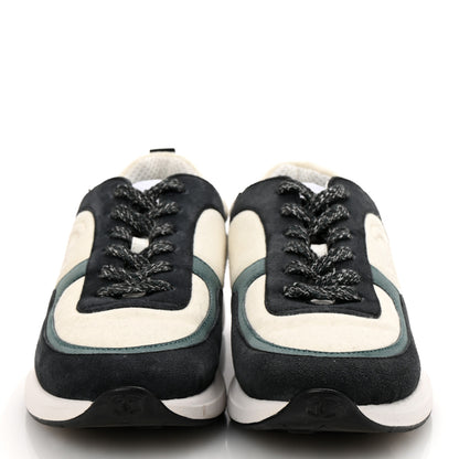 Chanel Suede Calfskin Fabric CC Sneakers 39 Dark Grey 3 of 8