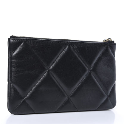 Chanel Shiny Goatskin Quilted Small Chanel 19 Pouch Black 3 of 8