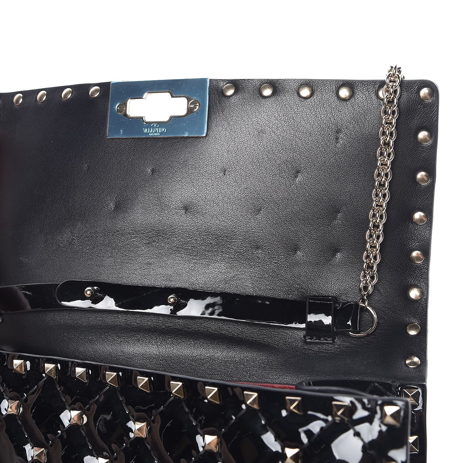 Valentino Garavani Patent Rockstud Spike Wallet on Chain Black 7 of 9