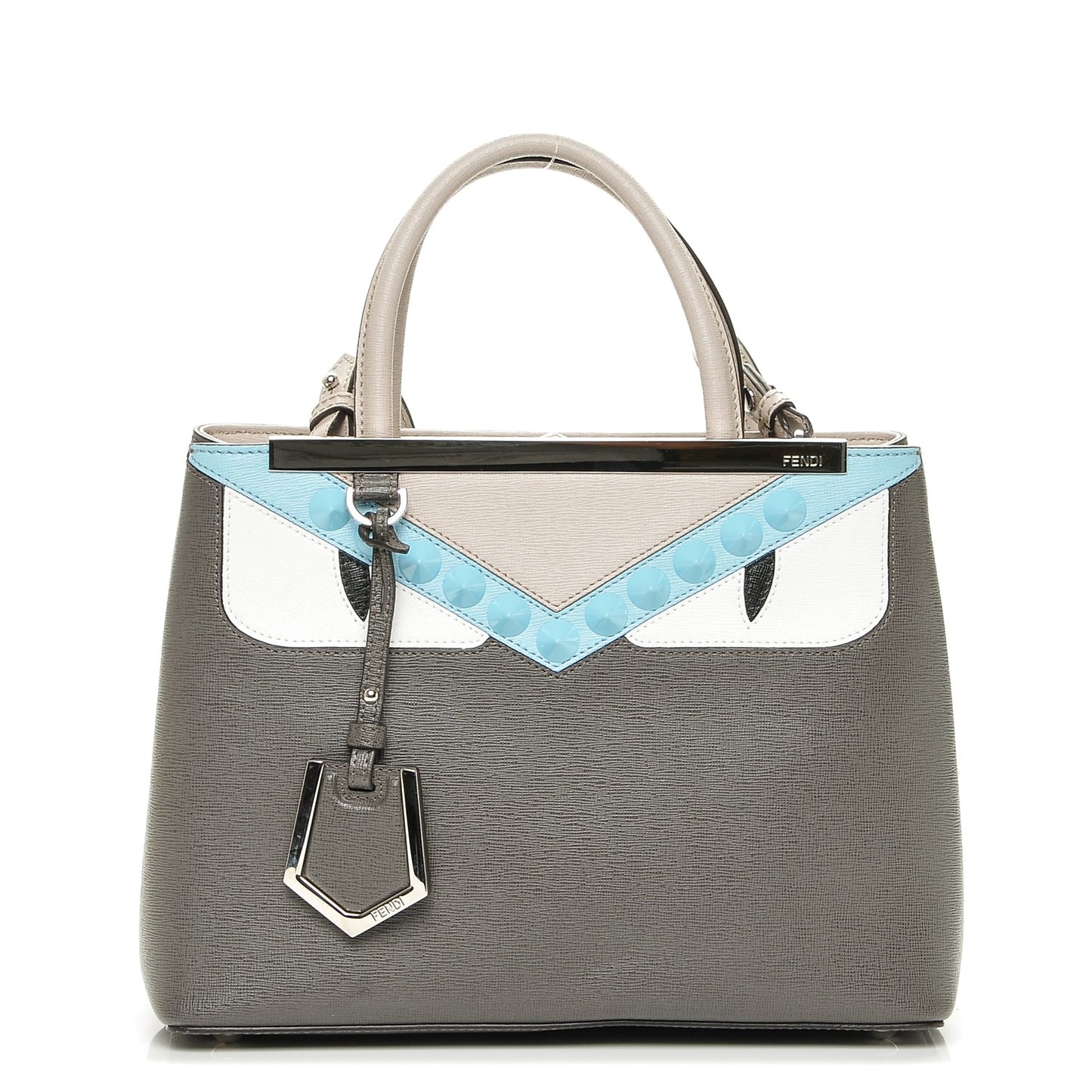 Vitello Elite Monster Eyes Studded Petite 2Jours Tote Carbone White Multicolor