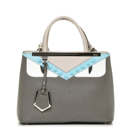 Fendi Vitello Elite Monster Eyes Studded Petite 2Jours Tote Carbone White Multicolor 1 of 6