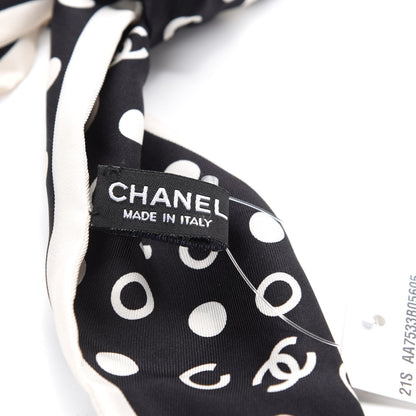 Chanel Silk CC Twilly Hair Tie Black White 4 of 5