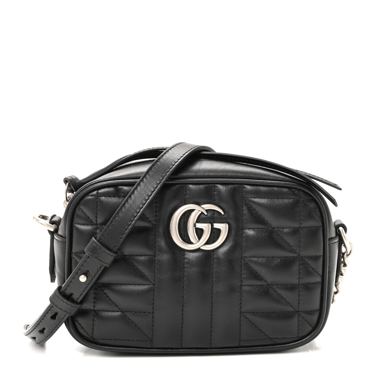 Calfskin Matelasse Aria Mini GG Marmont Chain Shoulder Bag Black