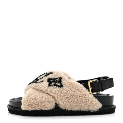 Louis Vuitton Shearling Paseo Sandals 40 Black 1 of 11