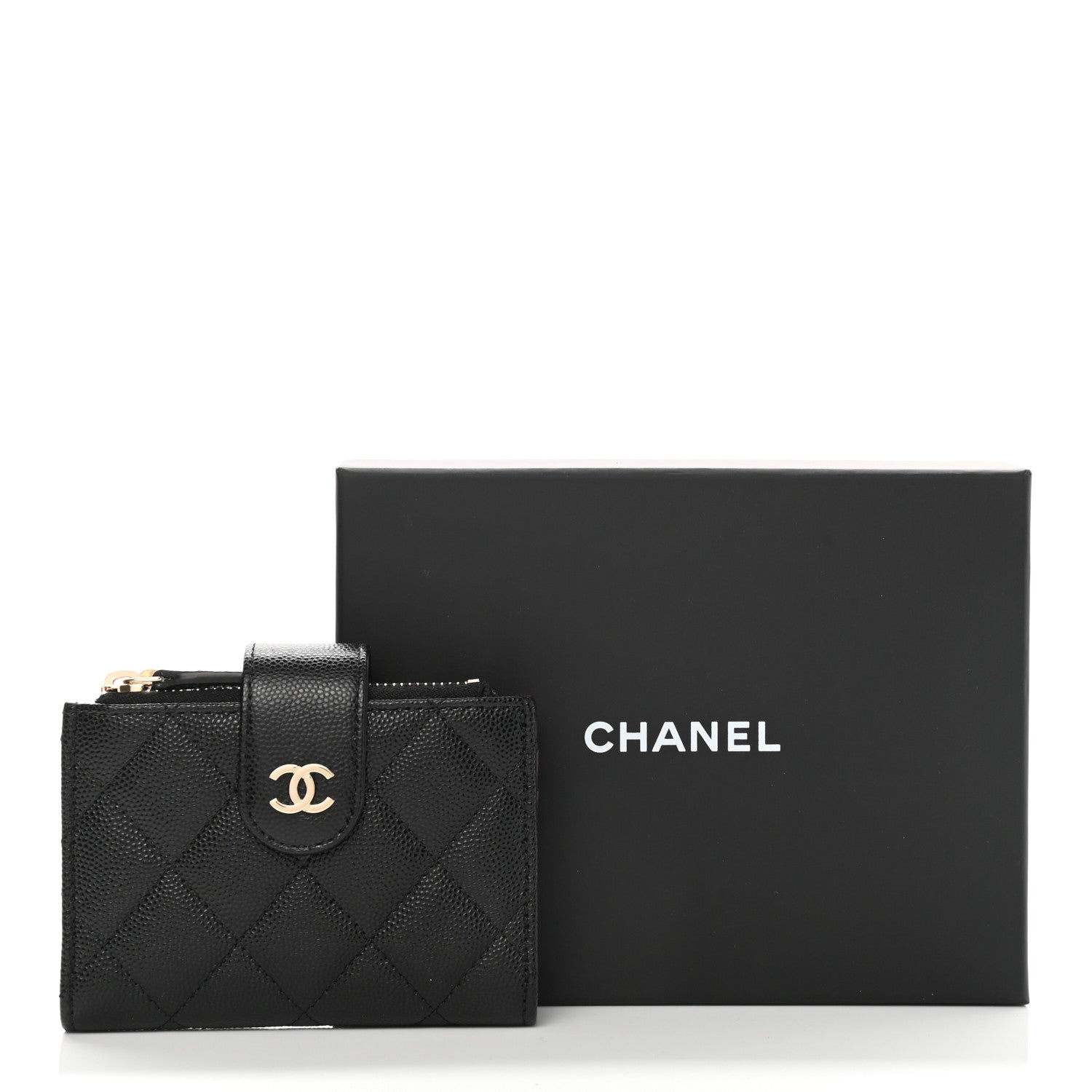 Chanel Caviar Quilted Compact Zipped Pocket Wallet Black 9 of 9