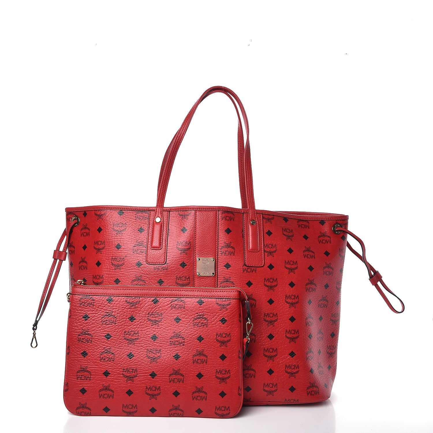 MCM Visetos Large Liz Reversible Shopper Tote Ruby Red 3 of 19