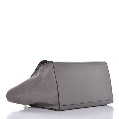 Celine Crocodile Embossed Nubuck Medium Trapeze Grey 5 of 15
