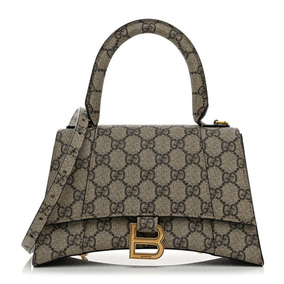 Balenciaga X GUCCI GG Supreme Monogram Small Hourglass Top Handle Bag Beige Ebony 1 of 10