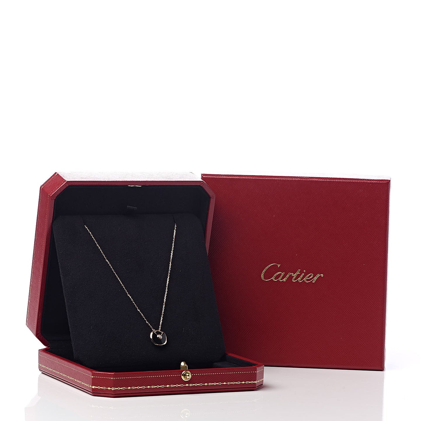 18K Pink Gold Diamond Black Onyx XS Amulette de Cartier Pendant Necklace