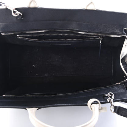 Saint Laurent Grained Calfskin Small Cabas Rive Gauche Black White 4 of 4