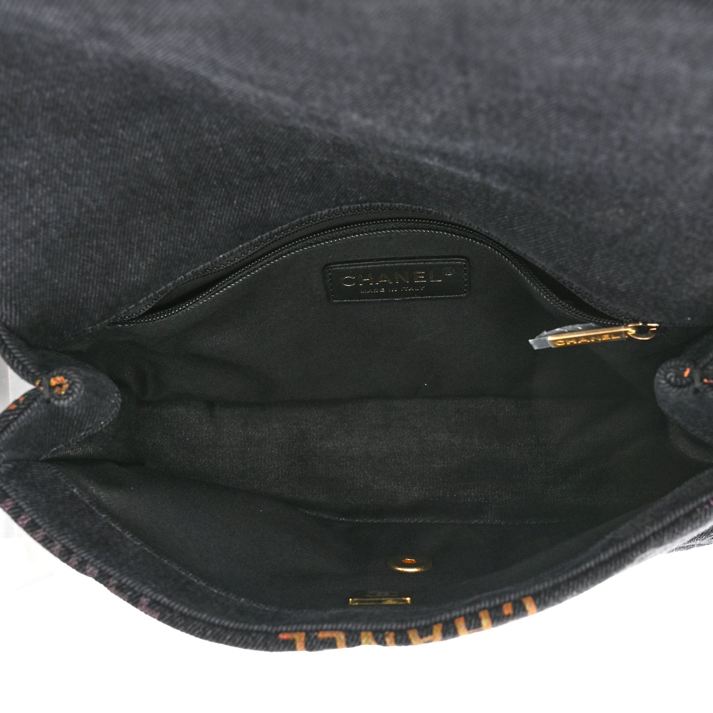 Denim Quilted Denim Mood Large Flap Black Multicolor