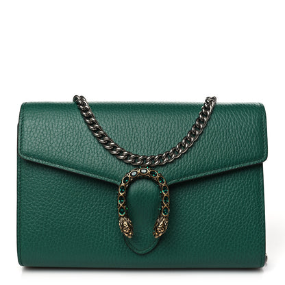 Gucci Calfskin Mini Dionysus Chain Wallet Emerald 1 of 10