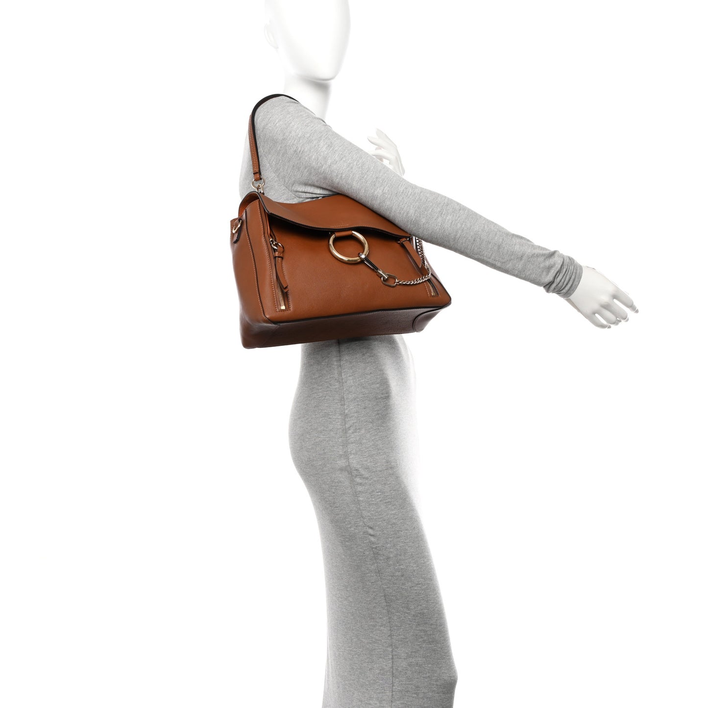 Calfskin Medium Faye Day Shoulder Bag Tan