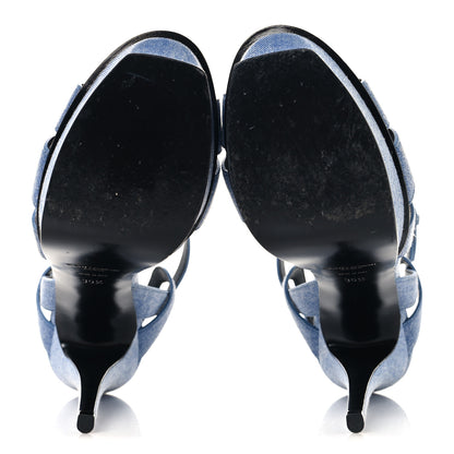 Saint Laurent Denim Tribute 105 Platform Sandals 39.5 Blue 6 of 10