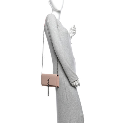 Saint Laurent Grain De Poudre Classic Monogram Kate Tassel Chain Wallet Pale Pink 2 of 10