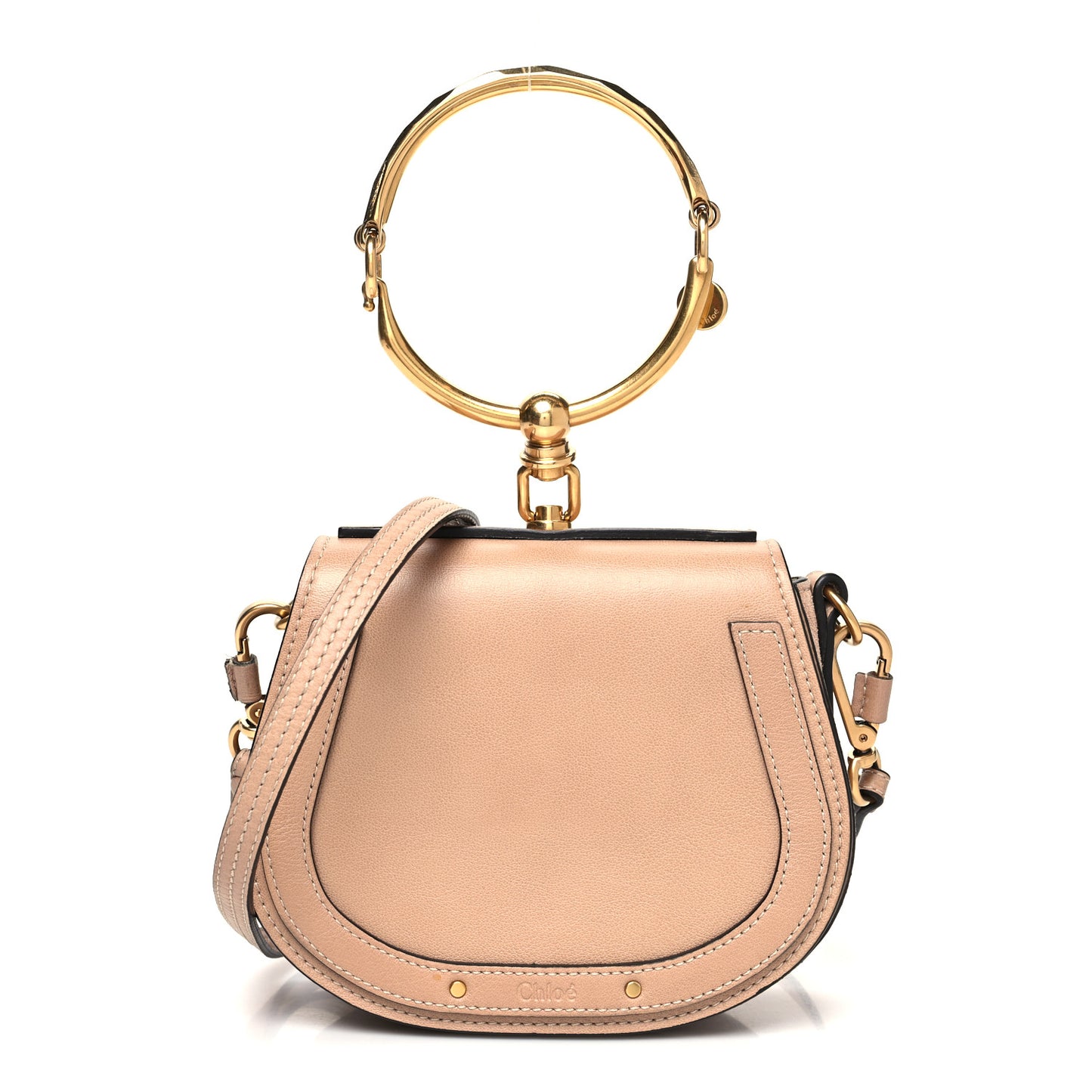 Calfskin Suede Small Nile Bracelet Bag Biscotti Beige