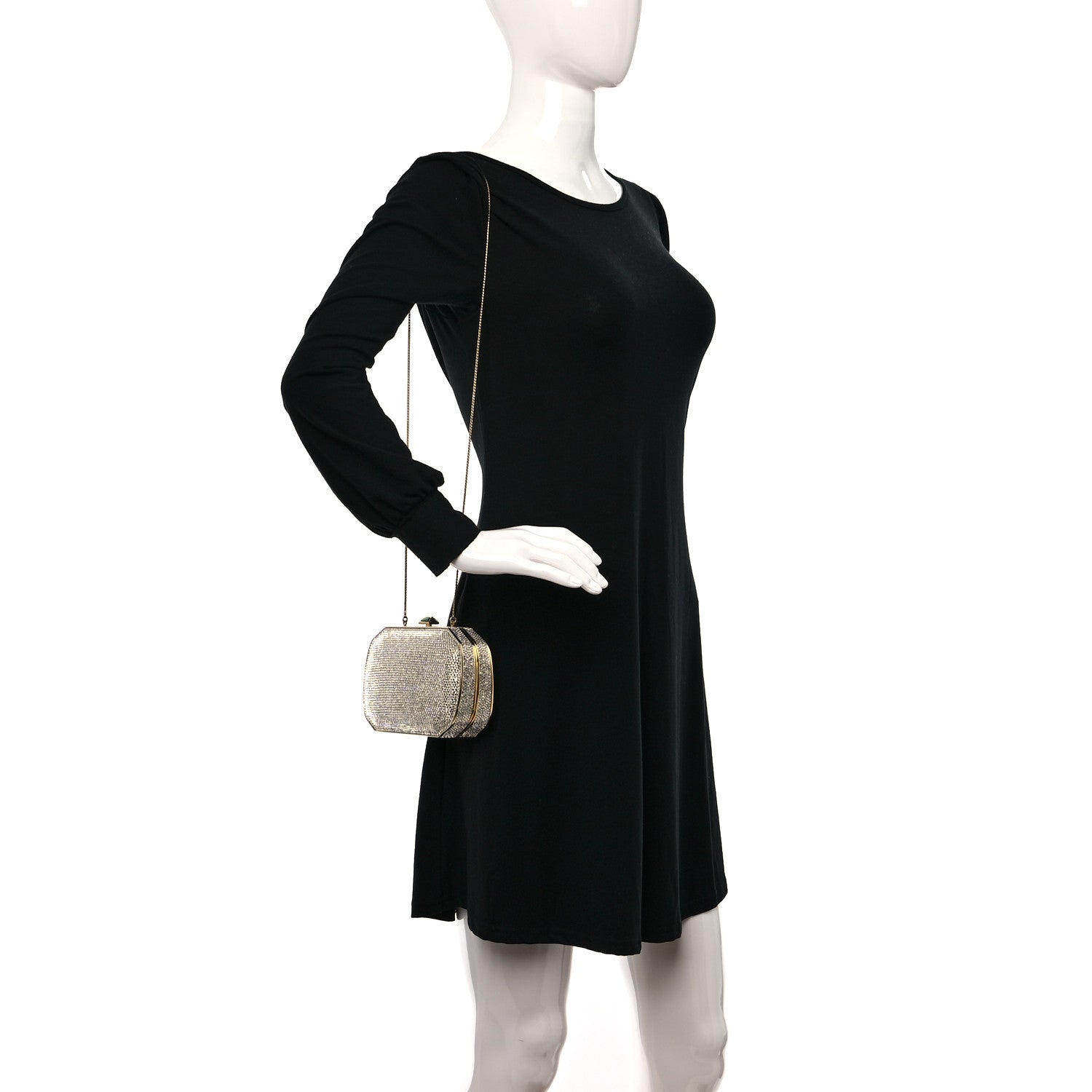 Judith Leiber Swarovski Crystal Minaudiere Clutch Gold Silver 2 of 11