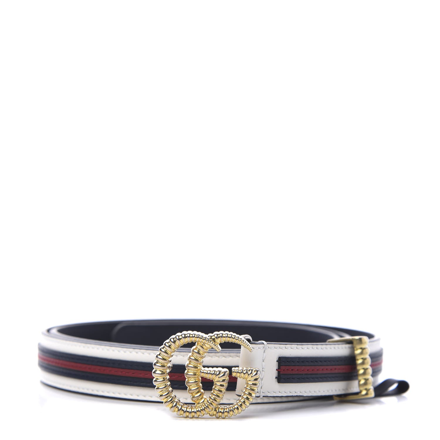 Gucci Calfskin 20mm Torchon Double G Sylvie Belt 95 38 Off White Blue Red 1 of 5