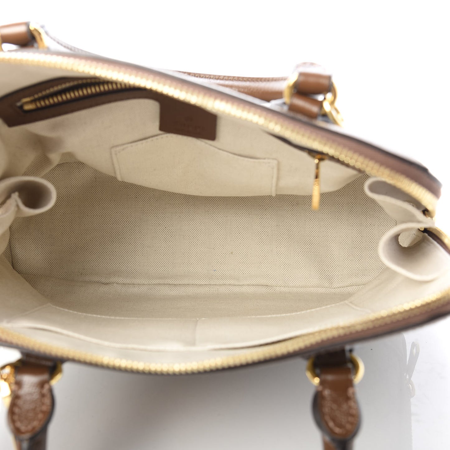 GG Supreme Monogram Horsebit 1955 Top Handle Bag Beige Brown Sugar