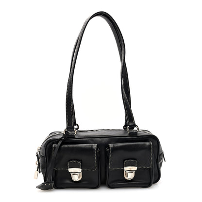 Prada Vitello Heavy Push Lock Pocket Shoulder Bag Black 1 of 9