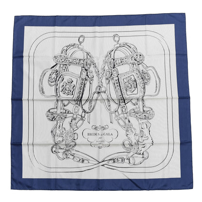 Hermes Silk Carre Eyeliner Brides De Gala Scarf 90 Marine Bleu Black 1 of 3