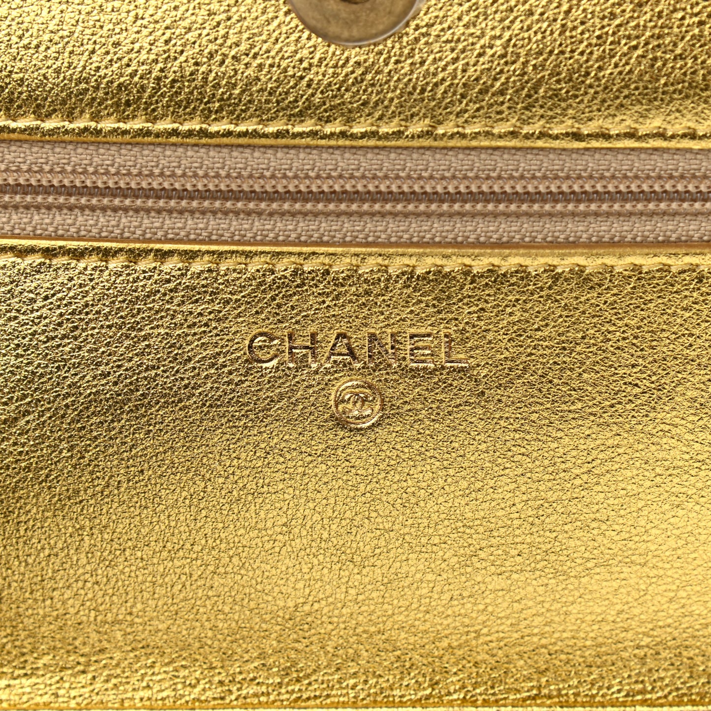 Metallic Calfskin Crocodile Embossed Cocodile Wallet On Chain WOC Gold