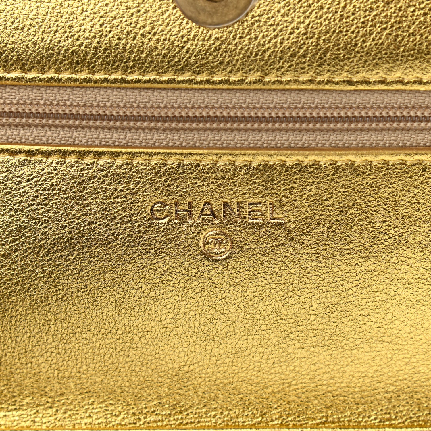 Chanel Metallic Calfskin Crocodile Embossed Cocodile Wallet On Chain WOC Gold 6 of 14