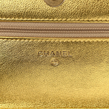 Chanel Metallic Calfskin Crocodile Embossed Cocodile Wallet On Chain WOC Gold 6 of 14