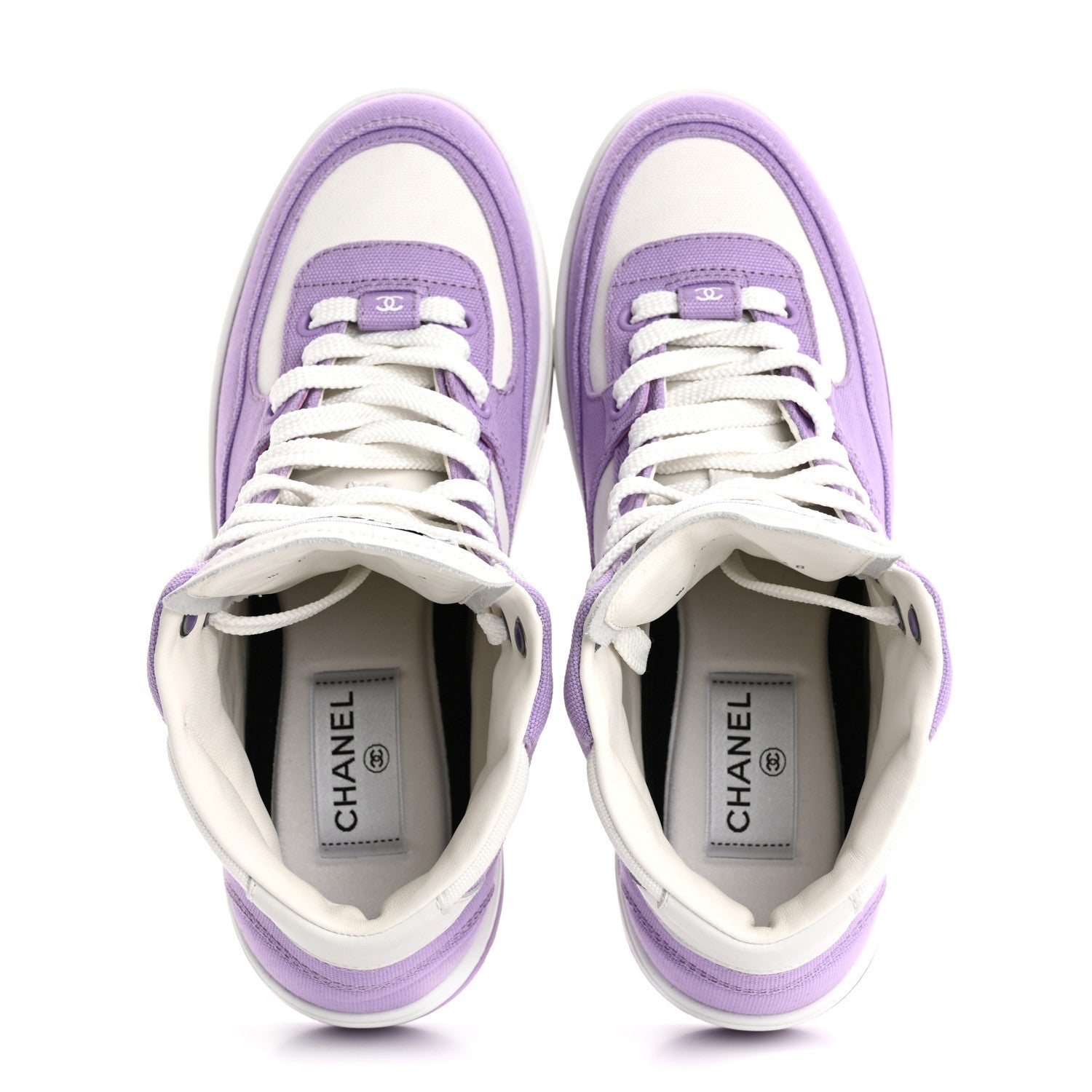 Chanel Cotton High Top Sneakers 38 Purple White 2 of 13