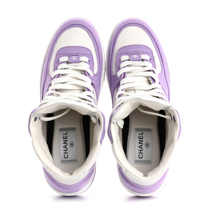 Chanel Cotton High Top Sneakers 38 Purple White 2 of 13