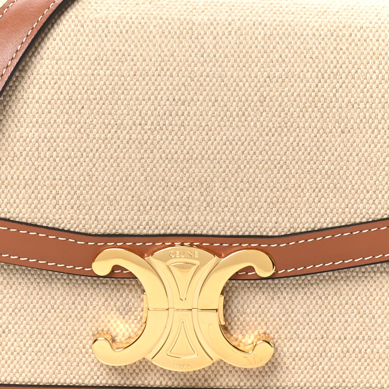 Celine Textile Calfskin Classique Triomphe Bag Natural Tan 7 of 9