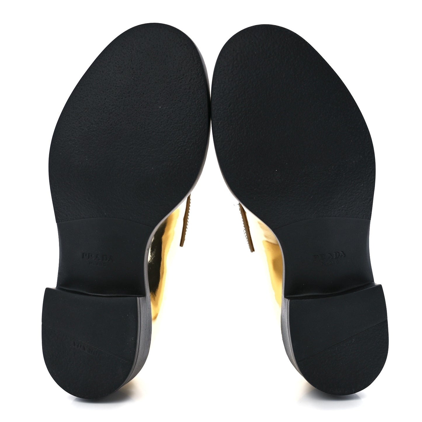 Metallic Brushed Calfskin Metal Triangle Logo 50mm Loafers 35 Platino