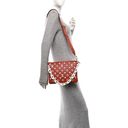 Louis Vuitton Lambskin Embossed Monogram Coussin PM Terracotta Brown 3 of 10