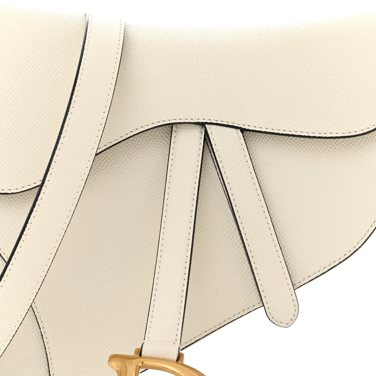 Grained Calfskin Saddle Bag With Strap Latte