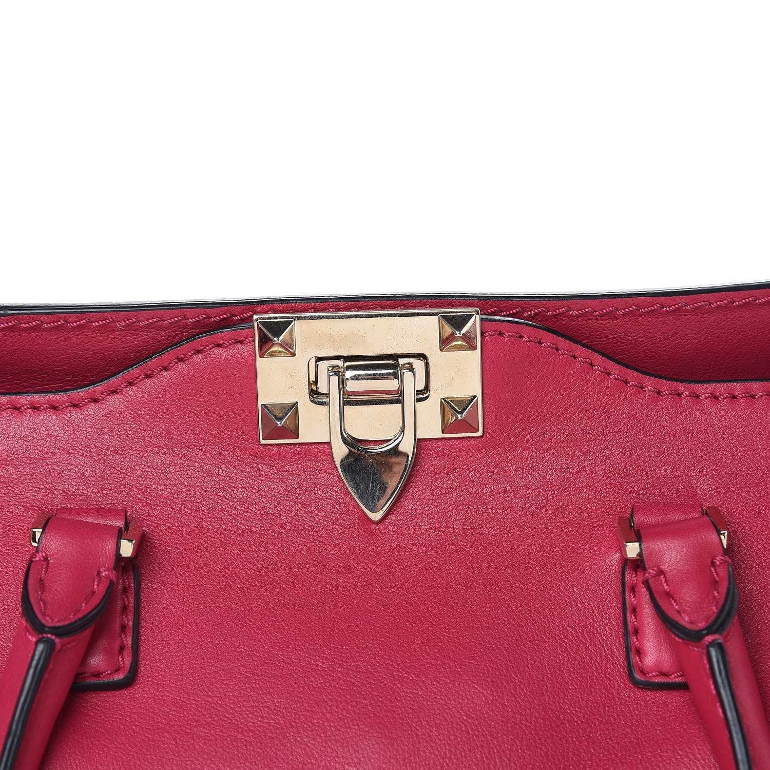 Valentino Garavani Vitello Rockstud Double Handle Tote Cyclamin 12 of 13