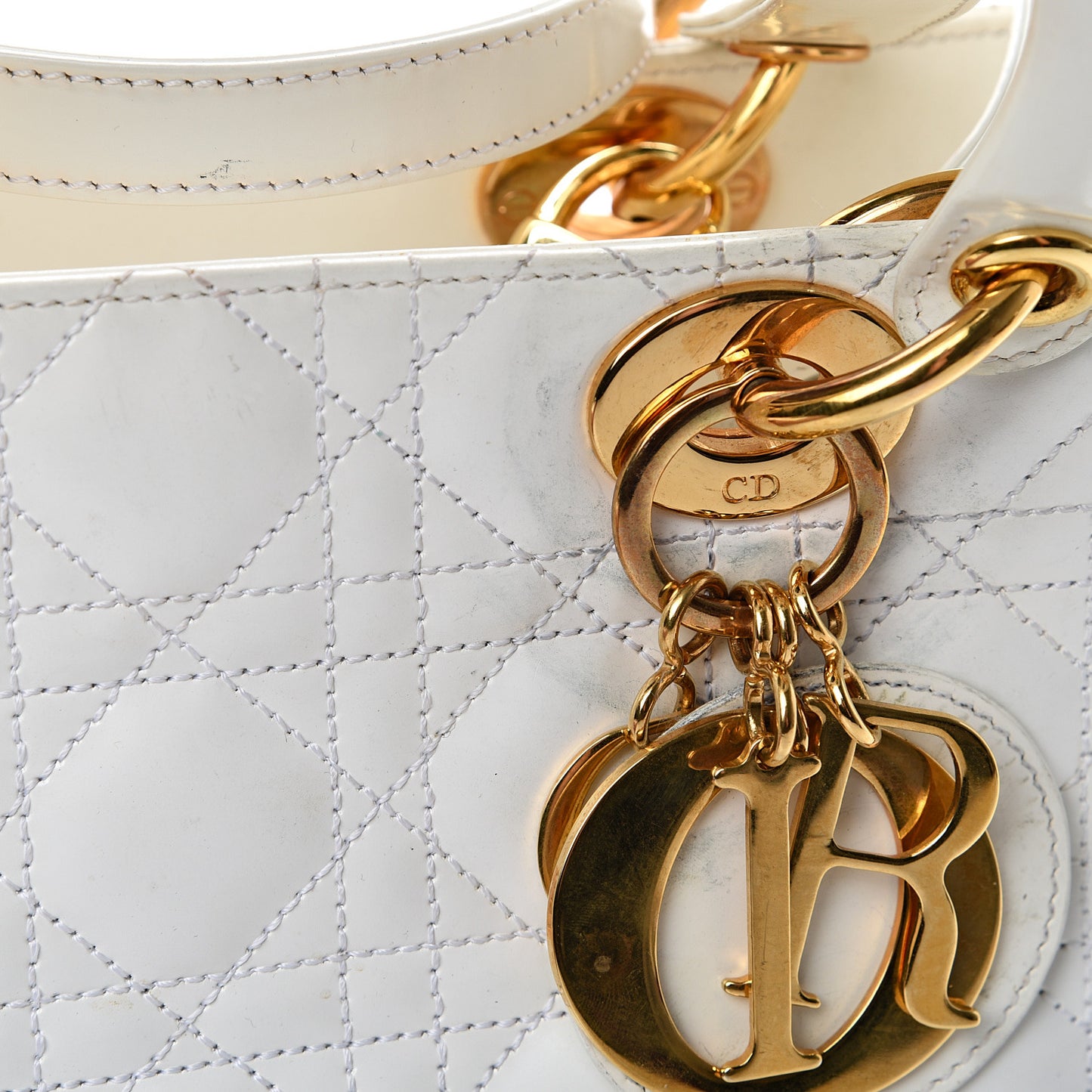 Patent Cannage Medium Lady Dior White