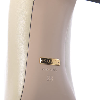 Gucci Malaga Kid Half Moon GG Square Toe Pumps 38 Vintage White 6 of 8
