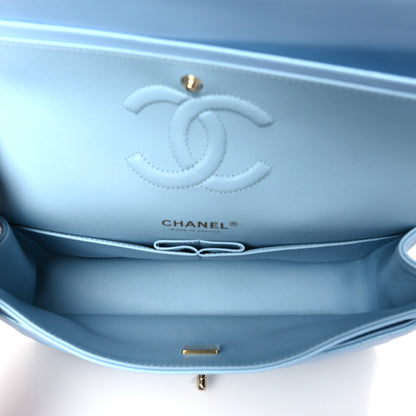 Chanel Iridescent Lambskin Quilted Medium Double Flap Light Blue 5 of 9