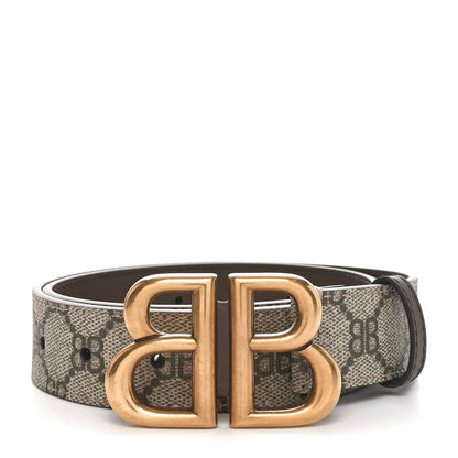 Gucci X BALENCIAGA BB Supreme Monogram 40mm Belt 75 30 Beige Ebony Dark Brown 1 of 6
