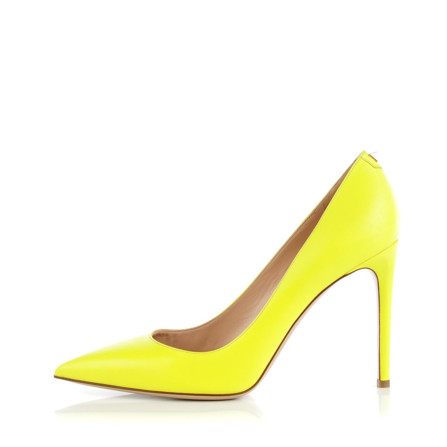 Matte Calfskin Rockstud New Plain 100mm Pumps 39 Yellow