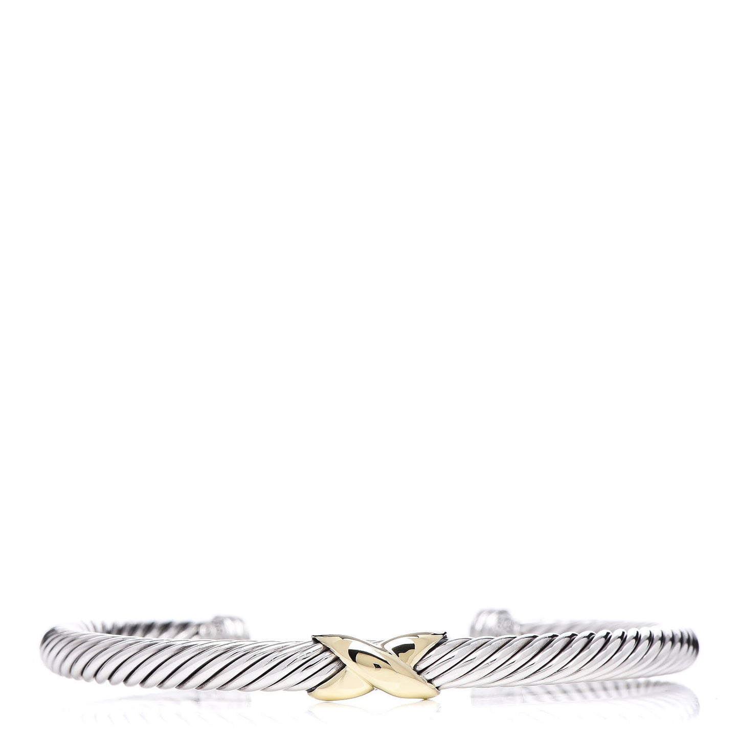 Sterling Silver 14K Yellow Gold 5mm X Station Cable Bracelet