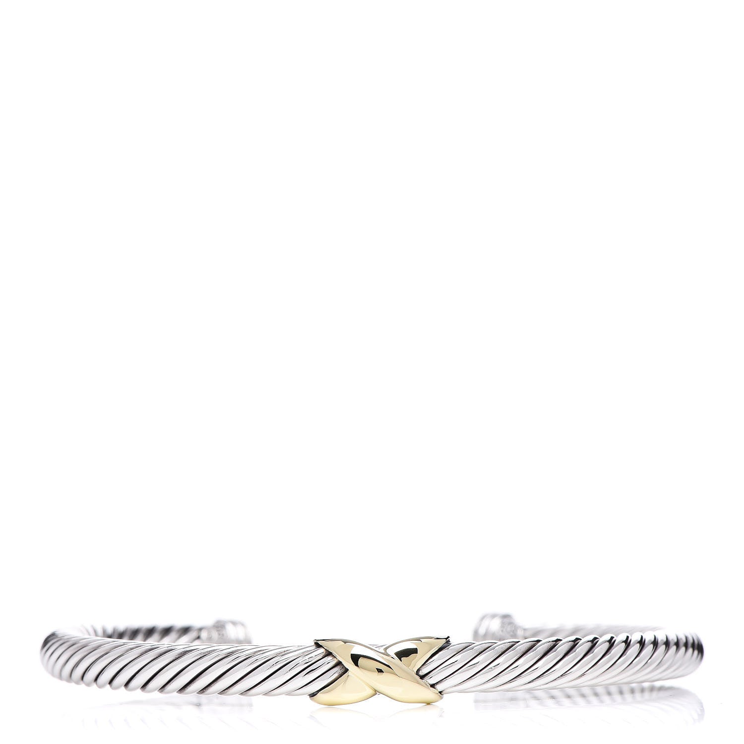 David Yurman Sterling Silver 14K Yellow Gold 5mm X Station Cable Bracelet 1 of 5
