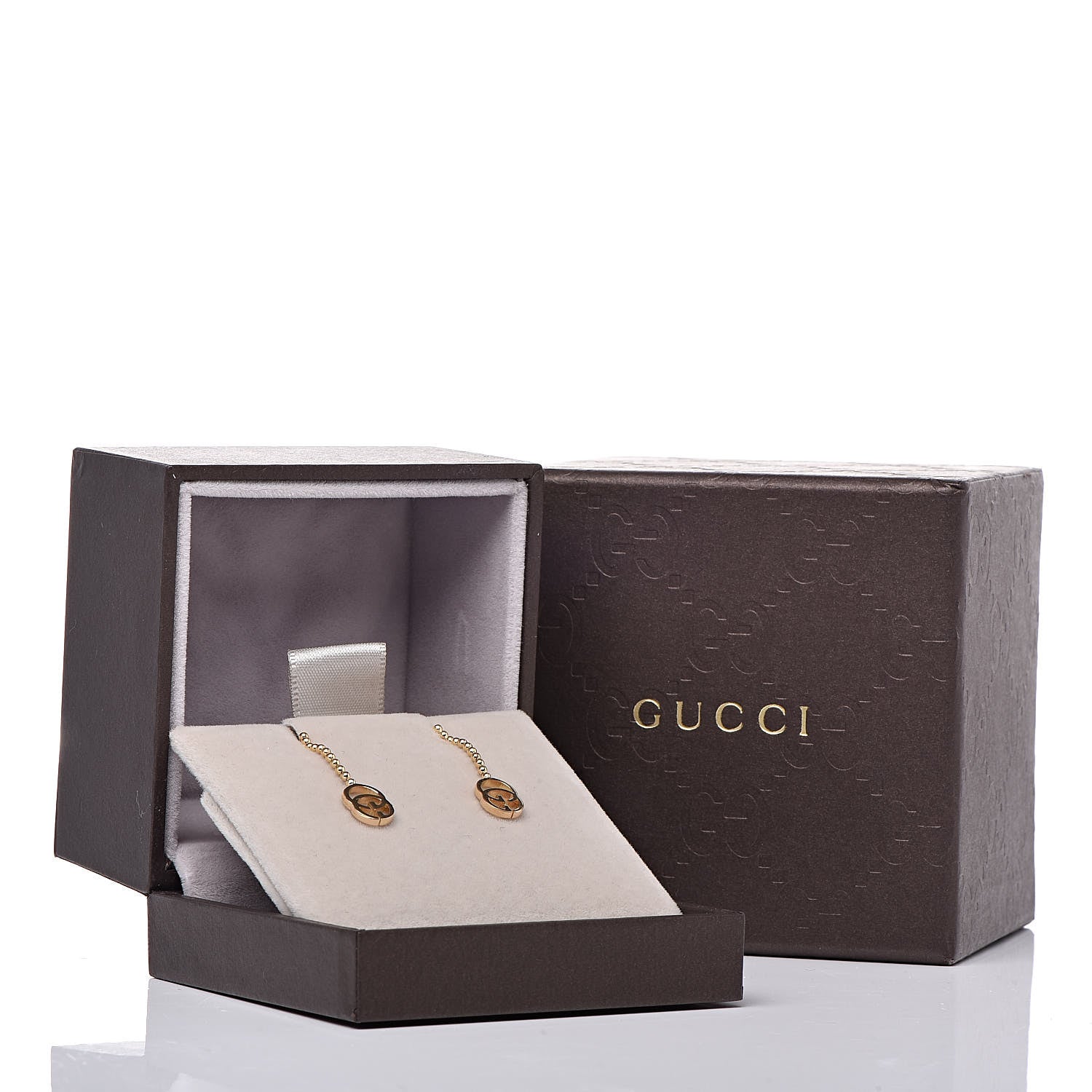 Gucci 18K Yellow Gold Running G Drop Earrings 5 of 5