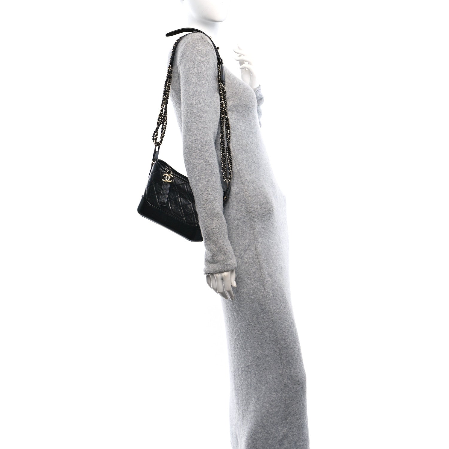 Chanel Aged Calfskin Quilted Small Gabrielle Hobo Black 2 of 10