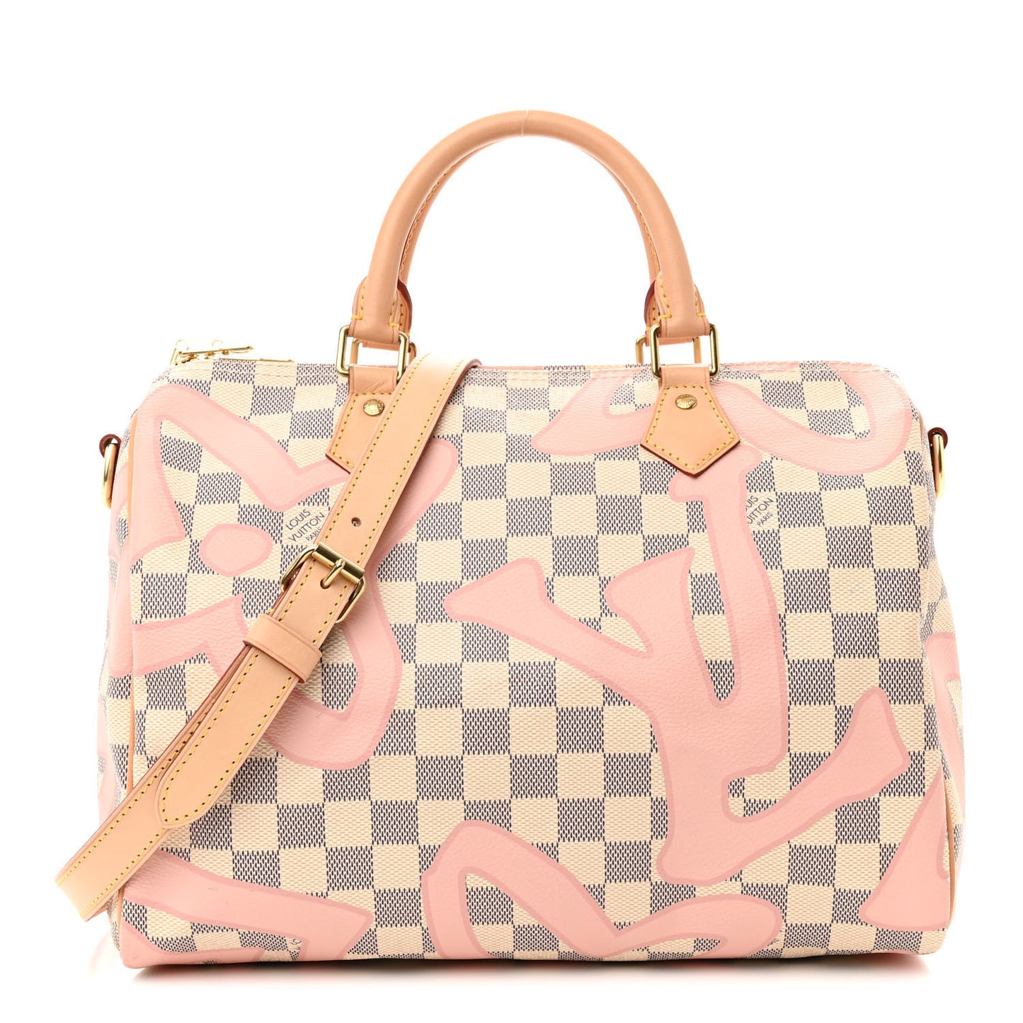 Damier Azur Tahitienne Speedy Bandouliere 30 Rose Ballerine